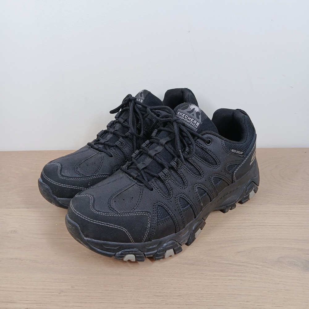 Skechers Afterburn Memory Foam Mens 10.5 Black Water Repellent Trail Shoe